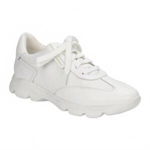 NEW CARRANO women's leather low top sneakers in white